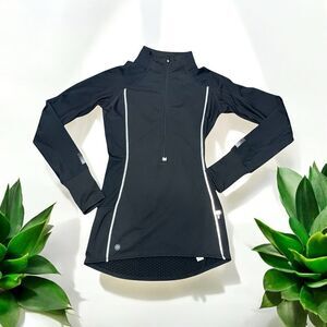 Athleta XXS Black Half Zip Running Pullover Long Sleeve Reflective Panels